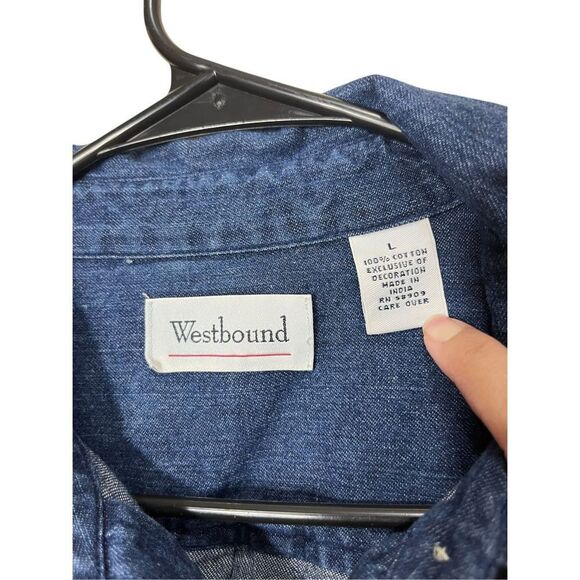 Vintage Westbound 90s Christmas Patchwork Embroidery Denim Shirt Large‎ - Picture 5 of 6